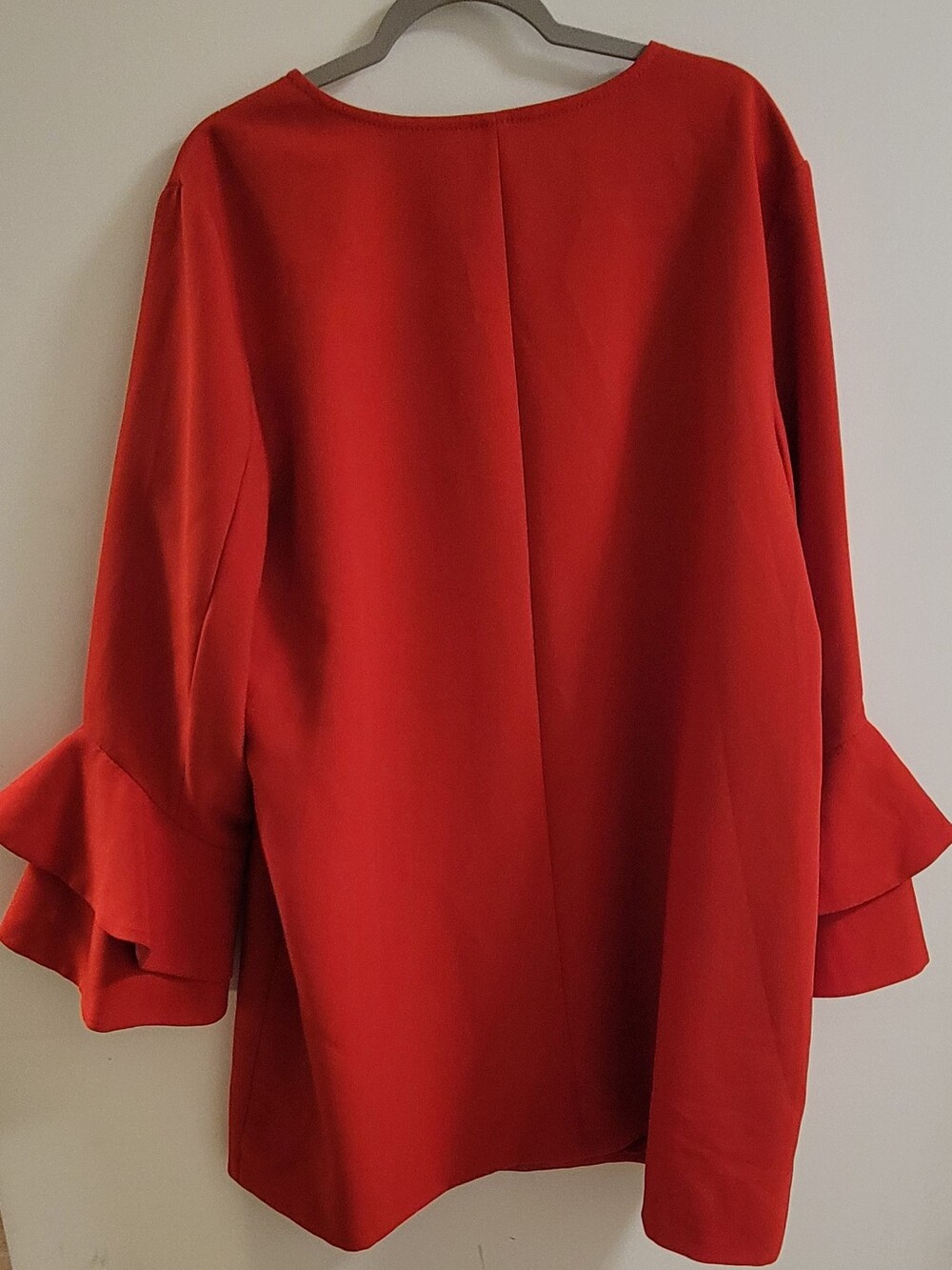 ALFANI Bright Red Ruffle Sleeve Zip-Up Coat SIZE XXL(16) - Picture 5 of 5